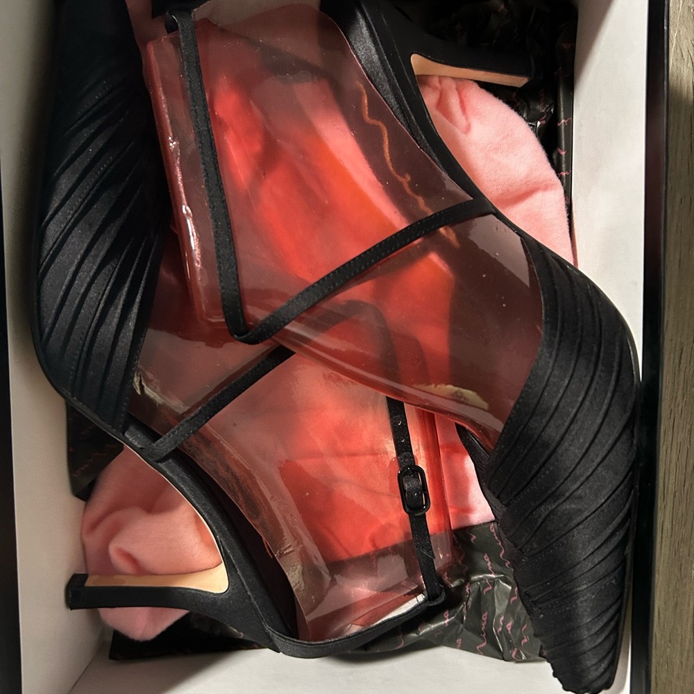 Nina Black and Pink Strappy Heels